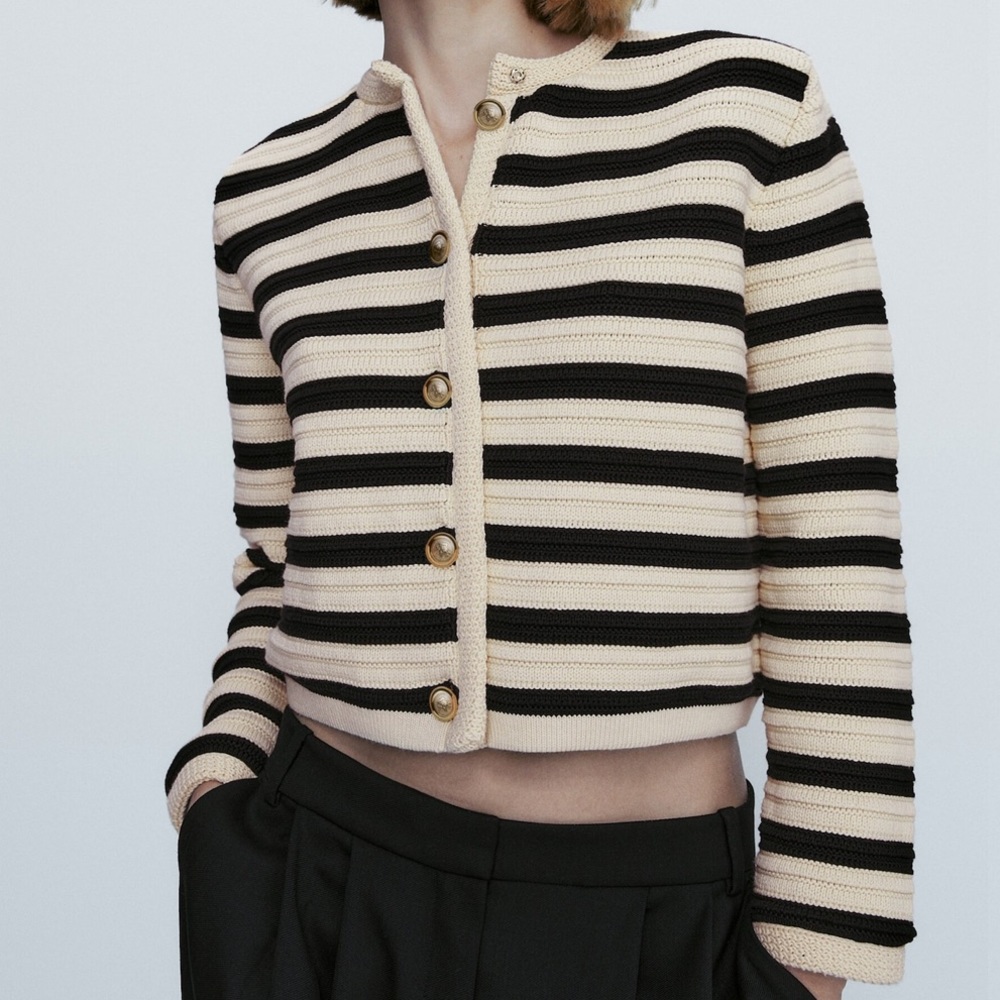 Massimo Dutti Striped Knit Cardigan M